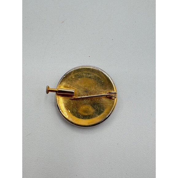 Vintage Spanish Damascene Bird Metal Brooch Black/Gold Tone - Picture 4 of 5